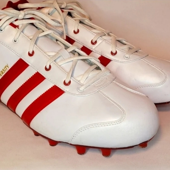 💰NWOT! ADIDAS ▪︎ MEN'S RED AND WHITE FOOTBALL CLEATS ▪︎ SIZE 15 - Picture 3 of 12